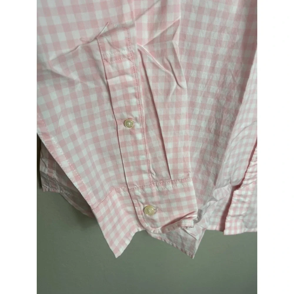 J.Crew Secret Wash Classic Fit Pink Gingham Cotton Shirt Men's L Tall